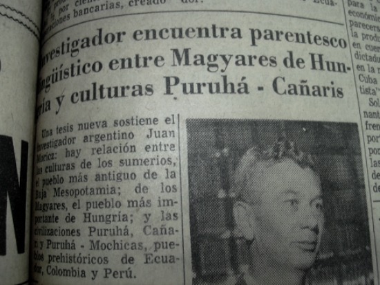 Móricz János elmélete megjelenik az ecuadori sajtóban