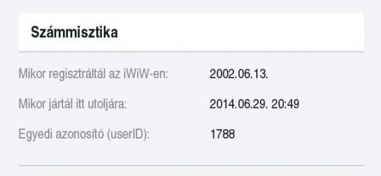 Az iWiW-es adatlapom egy részlete: az 1788. user voltam 2002-ben...
