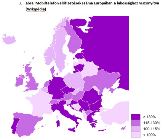Mobil penetráció Európában (Wikipédia)
